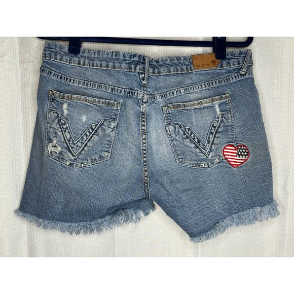 Vigoss Cut Off Shorts Women's Size 13 USA Heart Faded Slits on Side 34" Waist - Picture 6 of 11
